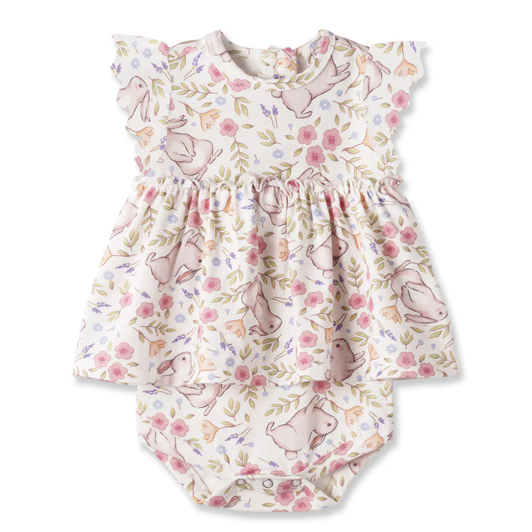 Bunny Blooms Flutter Sleeve Skirted Bodysuit