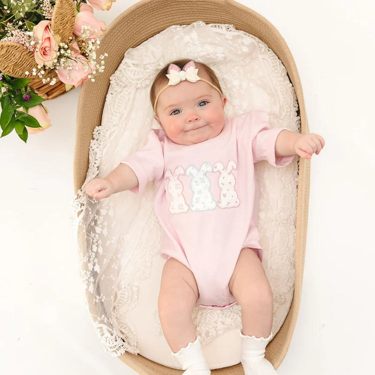 Floral Bunny Patch Easter S/S Romper