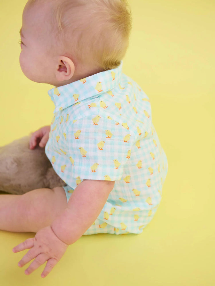 Chirping Chicks Gingham Gauze B/U Romper