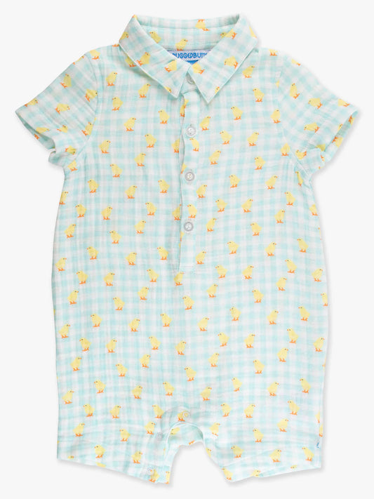 Chirping Chicks Gingham Gauze B/U Romper
