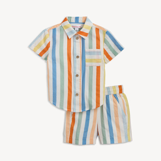 Multi Stripe Woven Shirt & Short Set
