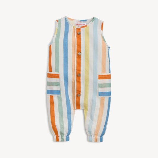 Multi Stripe Woven Sleeveless Pant Romper