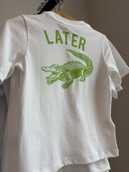 Asher White Alligator Graphic Pocket Tee