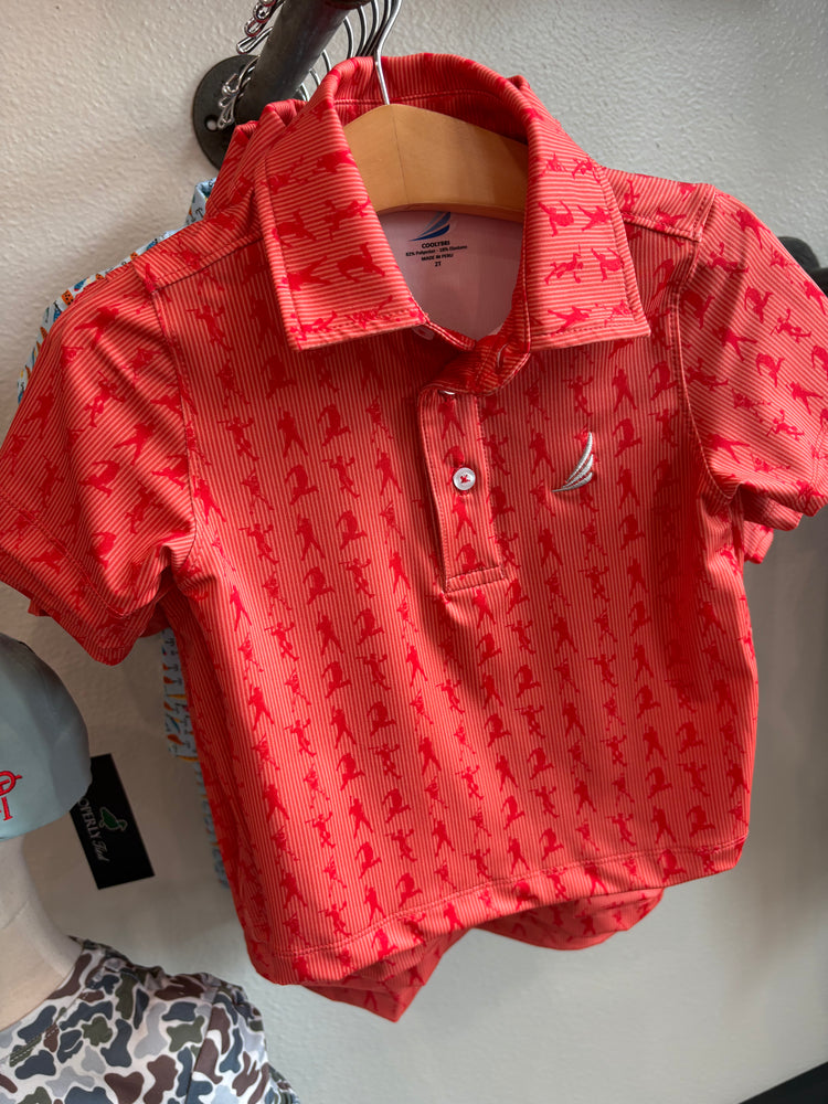 Miles Performance Red Baseball Player Print SS Polo