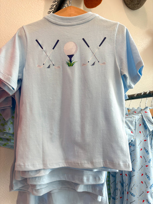 Asher Lt. Blue Golf Graphic Pocket Tee