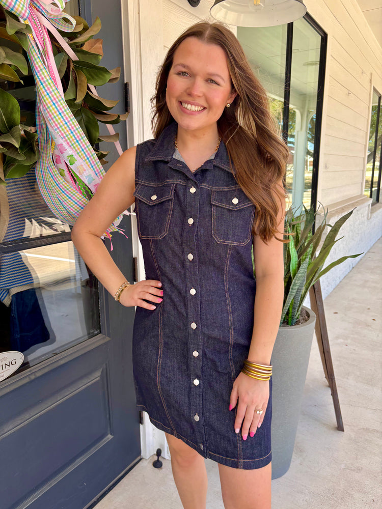 Saira Dark Denim Mini Dress