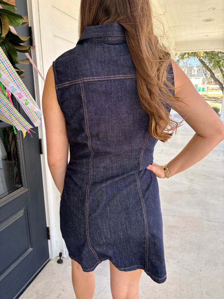 Saira Dark Denim Mini Dress