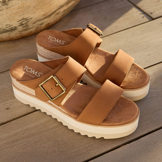 Toms Diana Buckle Brown Sugar Mule Wedge Sandal