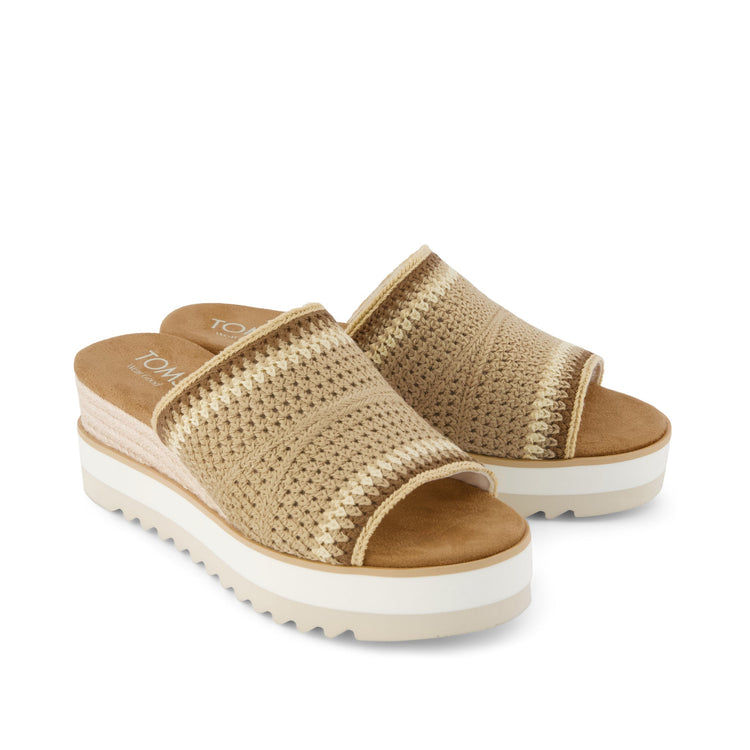 Toms Diana Almond Crochet Mule Wedge Sandal