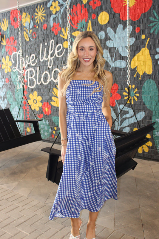 Azure Lace Tube Maxi Dress