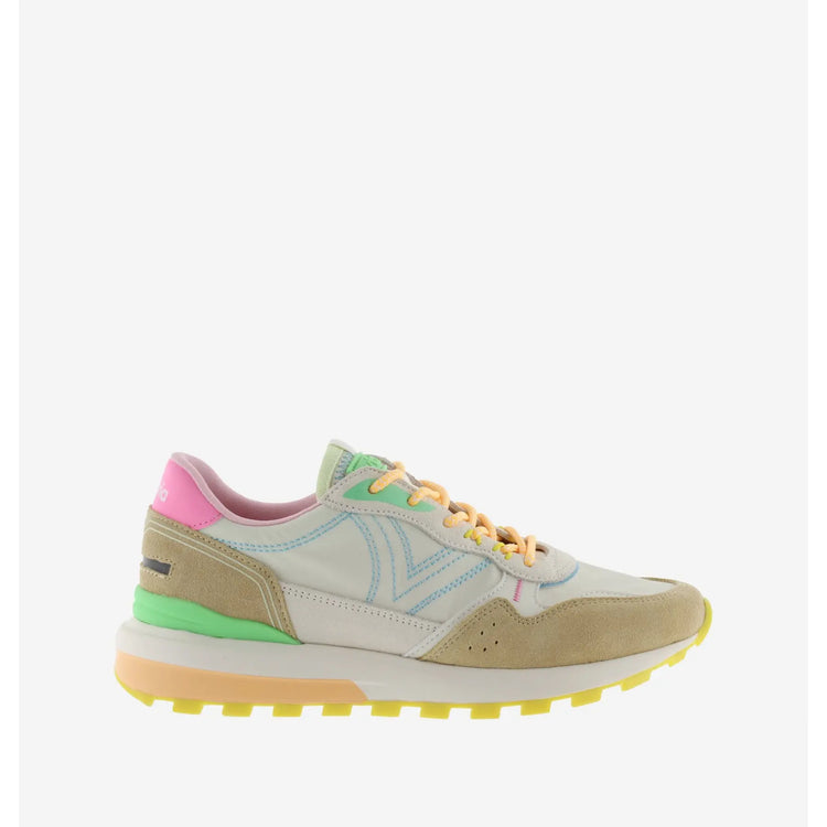 Luna Nylon & Serraje Multicolored Beige Sneakers