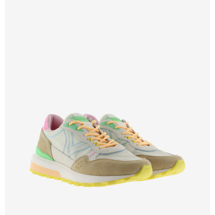 Luna Nylon & Serraje Multicolored Beige Sneakers