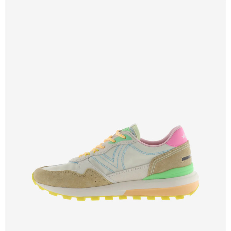 Luna Nylon & Serraje Multicolored Beige Sneakers