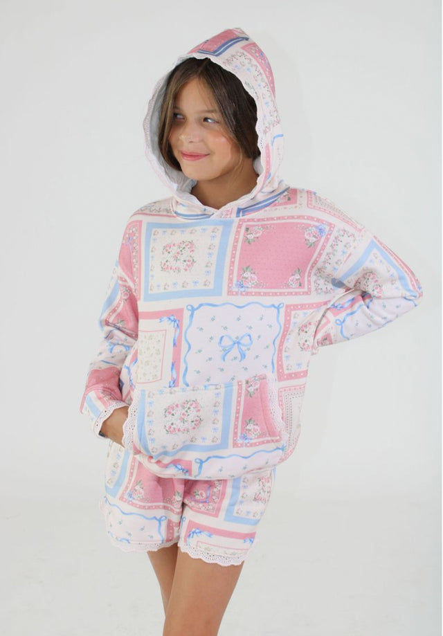 Floral Tile Print Hoodie