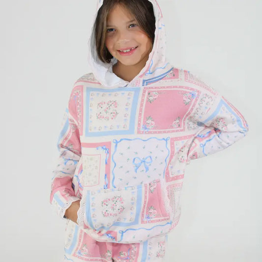 Floral Tile Print Hoodie