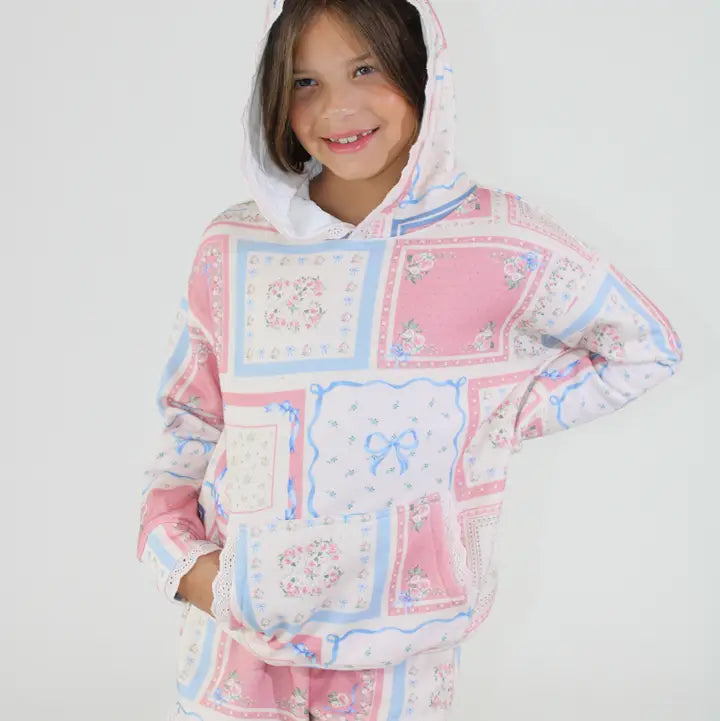 Floral Tile Print Hoodie