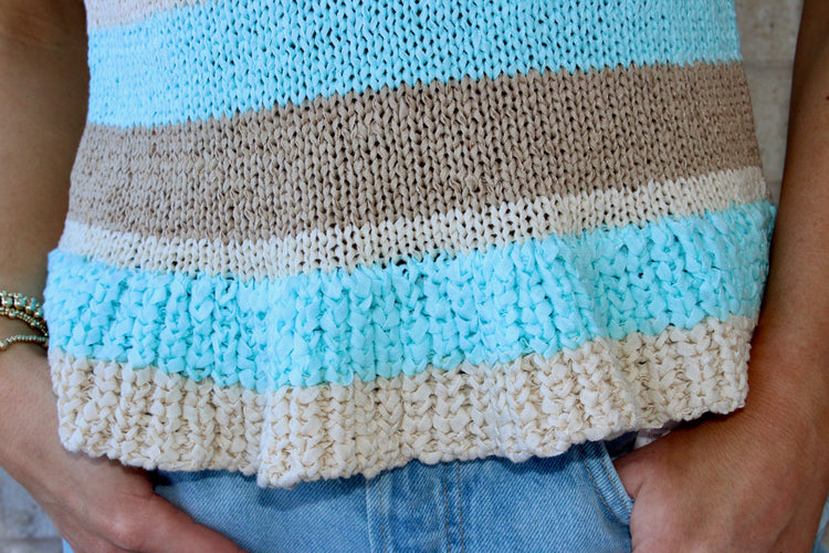 Jenna Milky Blue Stripe Sweater Tank
