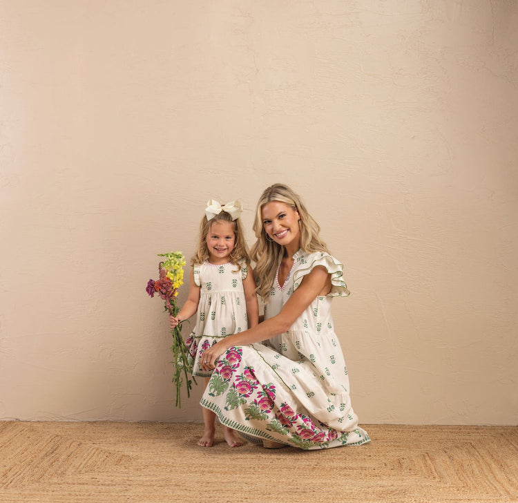 Ivory Block Print Dress