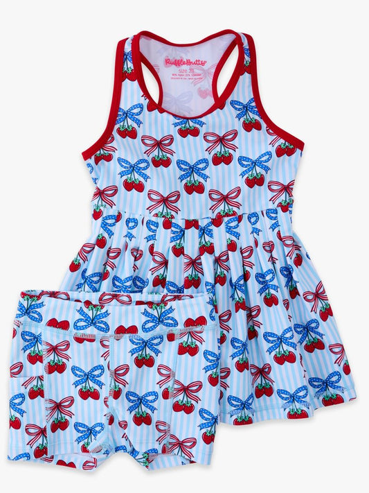 Berries & Bows Active Dress & Bike Short Set