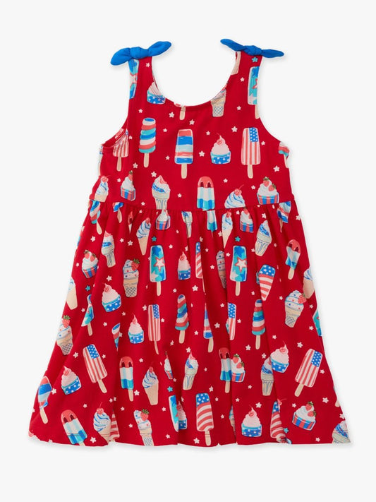 Stars & Scoops Tie Shoulder Twirl Dress