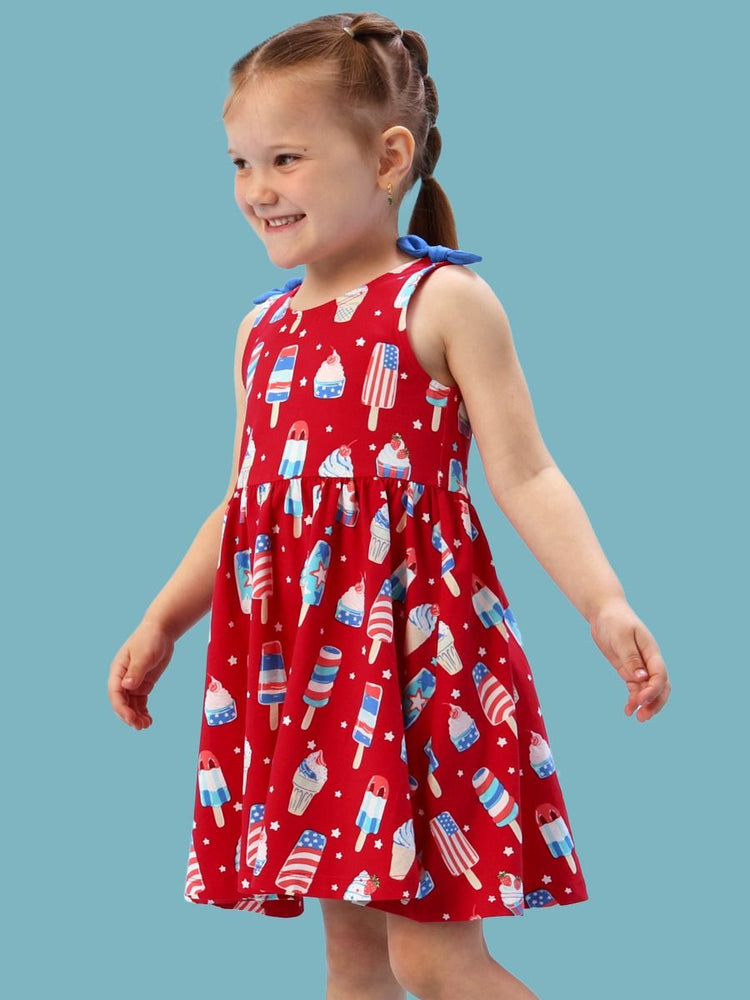 Stars & Scoops Tie Shoulder Twirl Dress