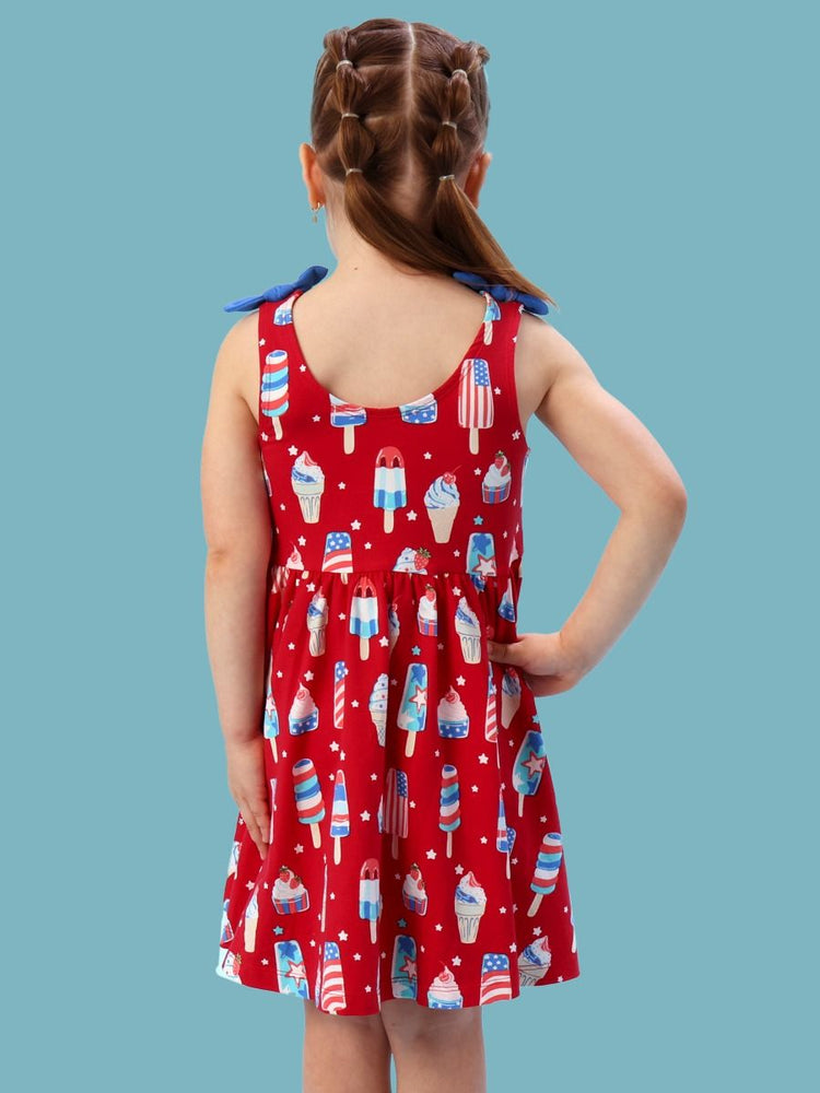 Stars & Scoops Tie Shoulder Twirl Dress