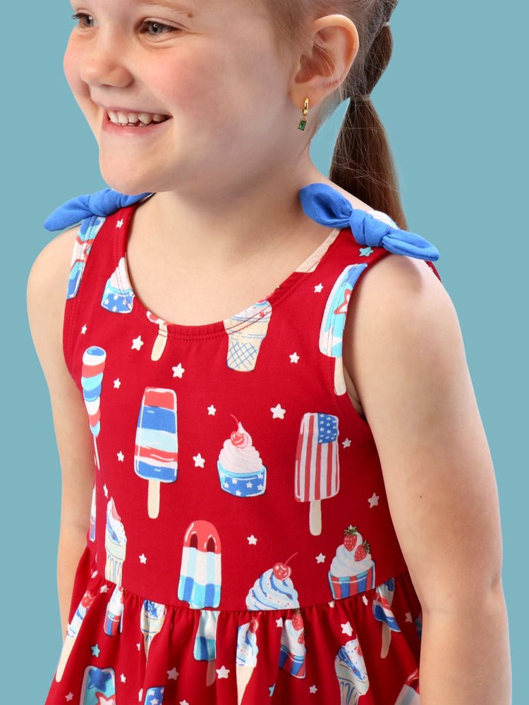 Stars & Scoops Tie Shoulder Twirl Dress