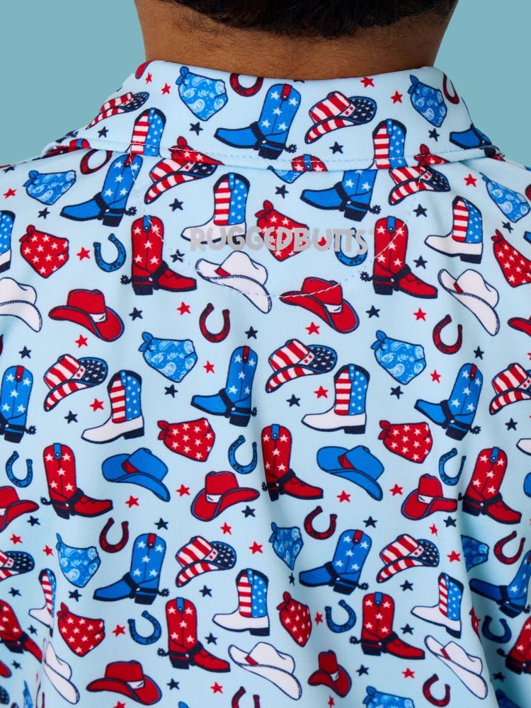 Tiny Blue Stars & Spurs Knit S/S Performance Polo