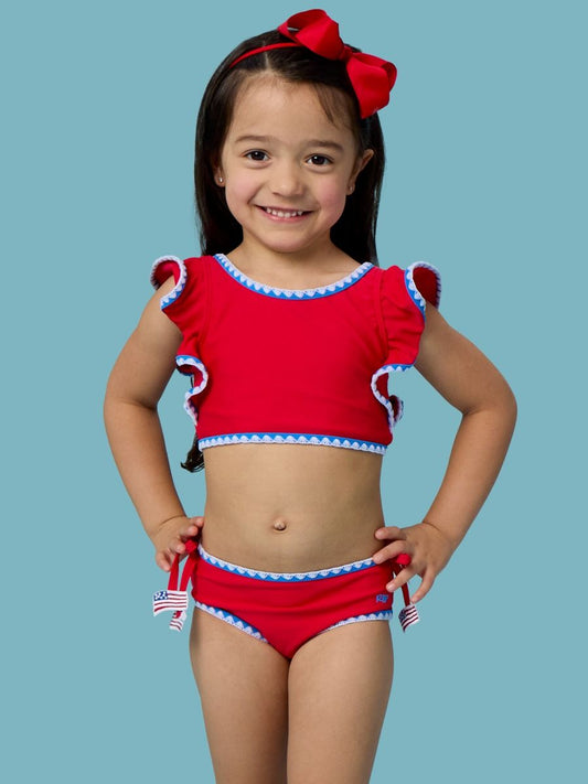 Vintage Red Butterfly Tankini 2-Piece Swimsuit