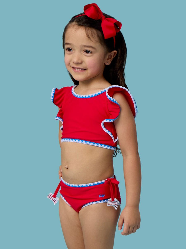 Vintage Red Butterfly Tankini 2-Piece Swimsuit