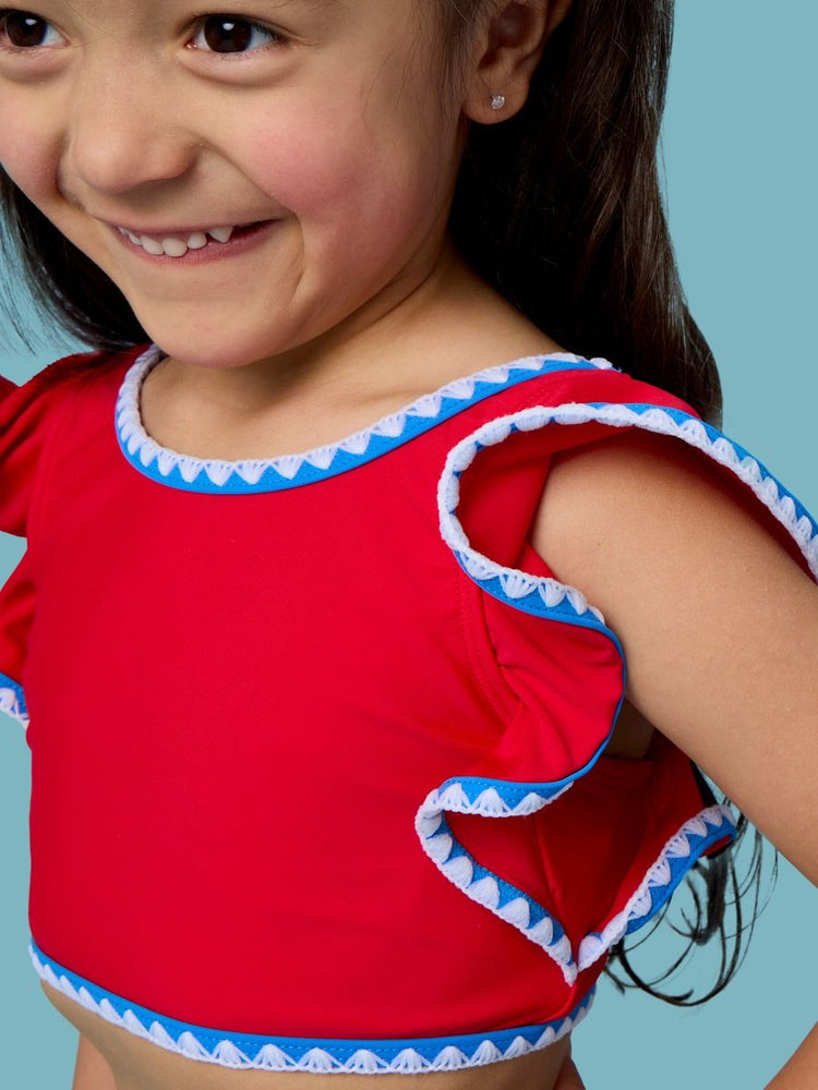 Vintage Red Butterfly Tankini 2-Piece Swimsuit