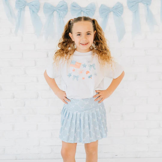 Sky Blue Bow Trellis Athletic Skort
