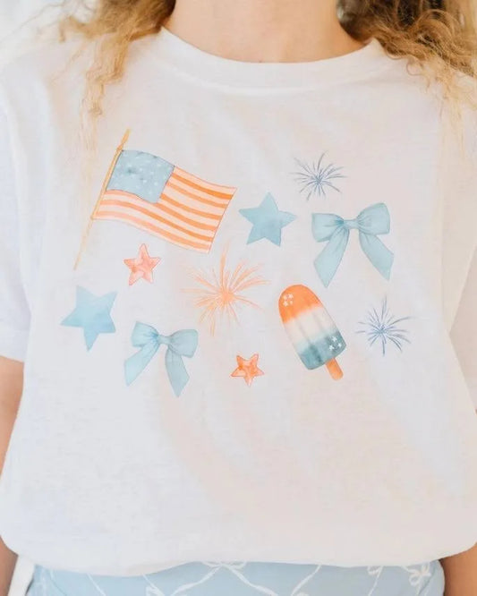 Patriotic Watercolor Short Sleeve T-Shirt