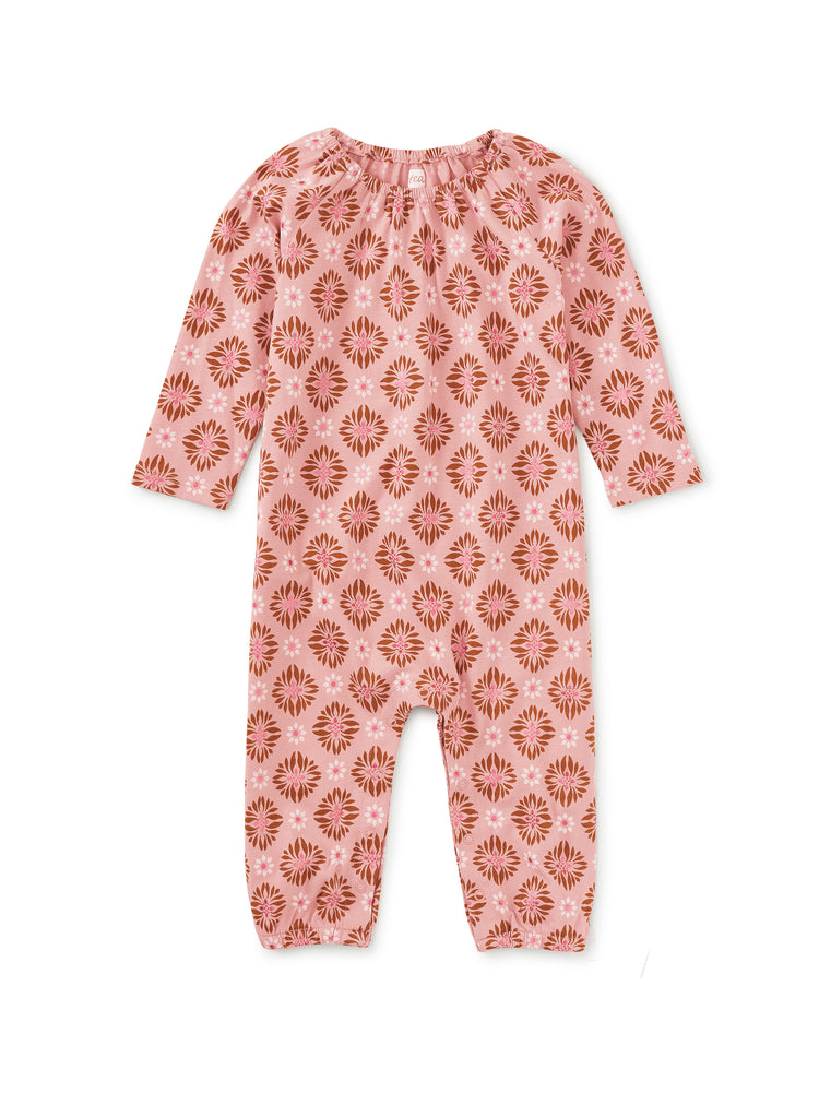 Metallic Chrysanthemum Raglan Baby Romper