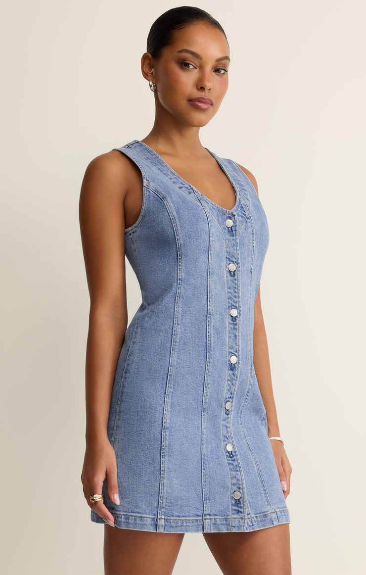 Jolie Denim Seamed Mini Dress