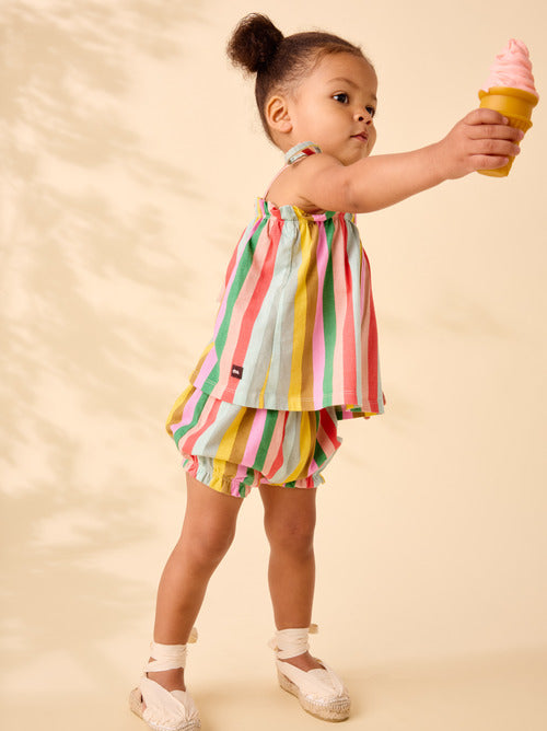 San Sebastian Stripe Tie Shoulder Baby Set