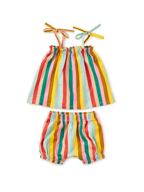 San Sebastian Stripe Tie Shoulder Baby Set