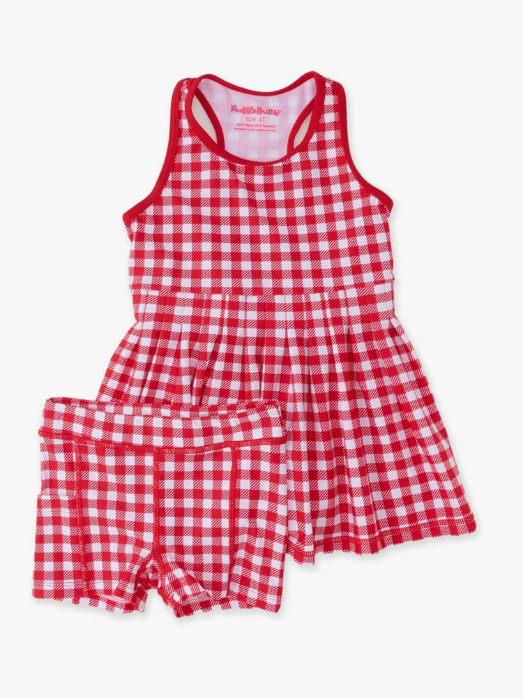 Red Gingham Active Dress & Bike Short Set