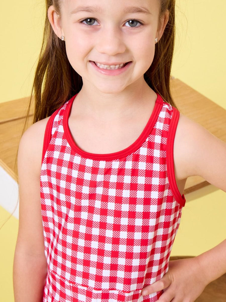 Red Gingham Active Dress & Bike Short Set
