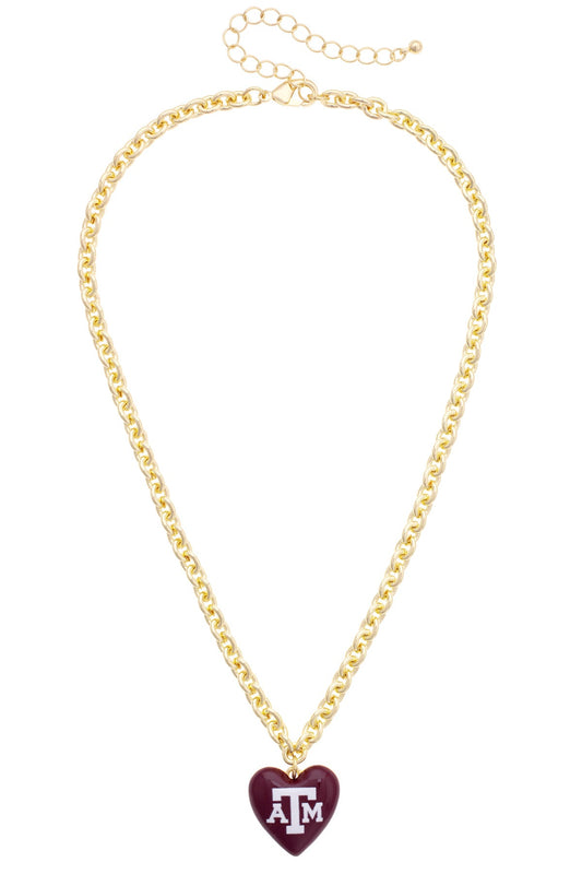 Texas Longhorns/Texas A&M Heart Pendant Necklace