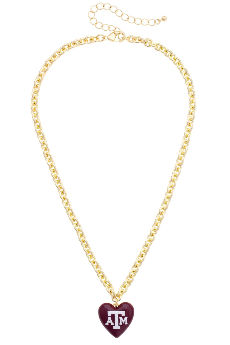 Texas Longhorns/Texas A&M Heart Pendant Necklace