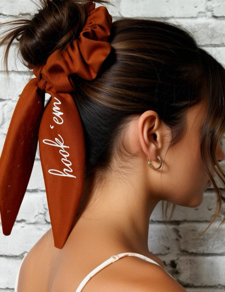 Game Day Embroidered Scrunchie w/Tails