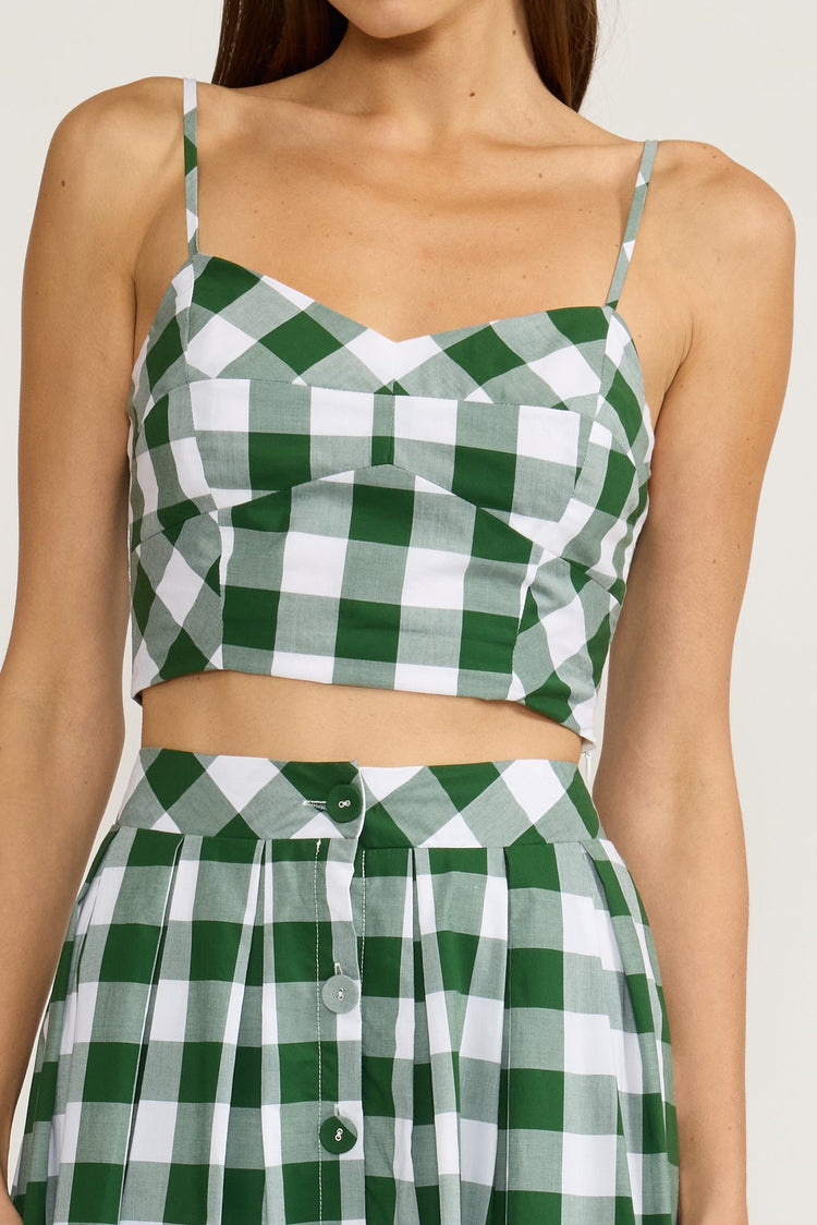 Annie Green Gingham Crop Tank Top