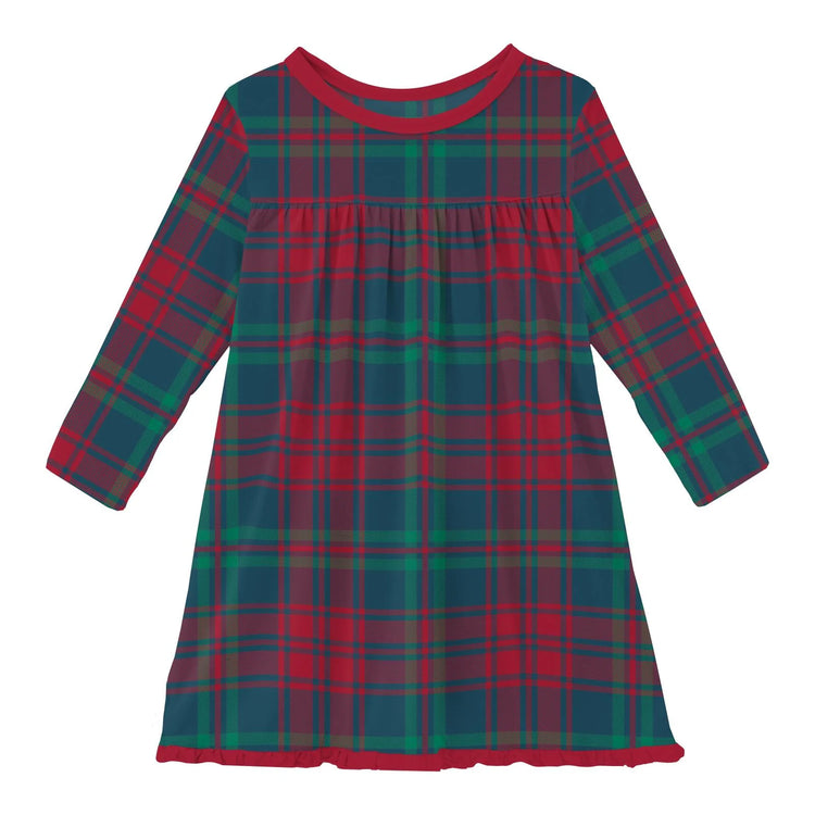 Peacock Plaid L/S Swing Dress