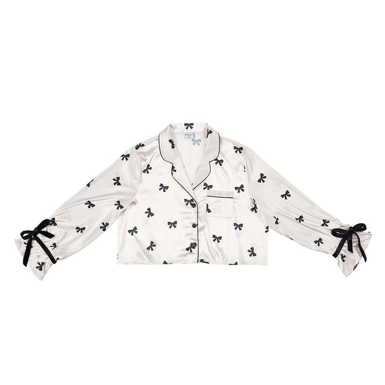Bella Apparel Ivory/Black Bow PJ Set