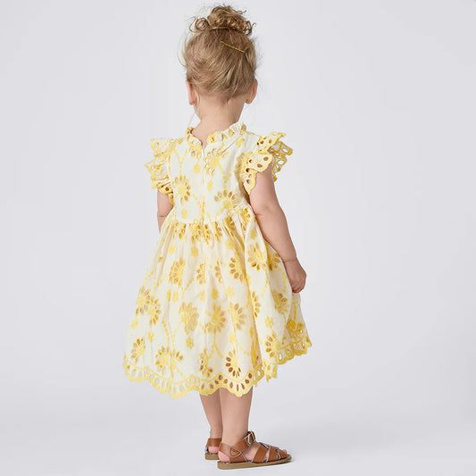 Bright Yellow Eyelet Stevie Dress Set