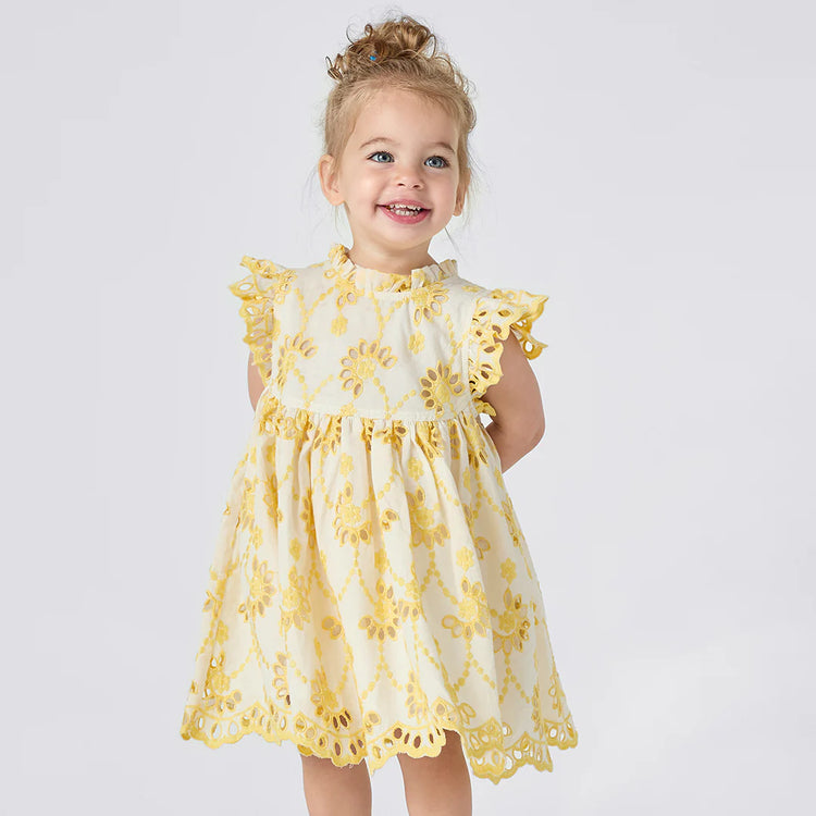 Bright Yellow Eyelet Stevie Dress Set