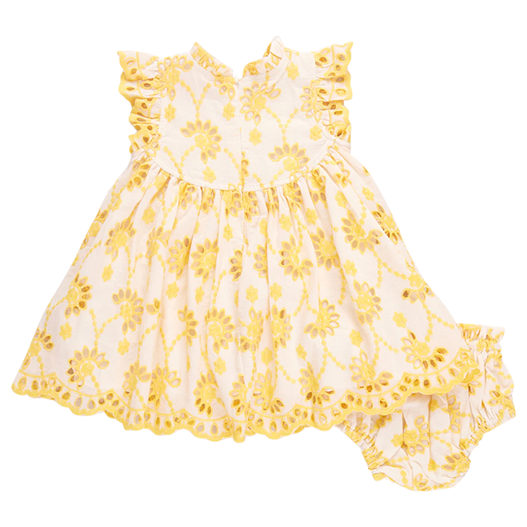 Bright Yellow Eyelet Stevie Dress Set