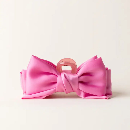 Hot Pink Mini Satin Bow Claw Clip