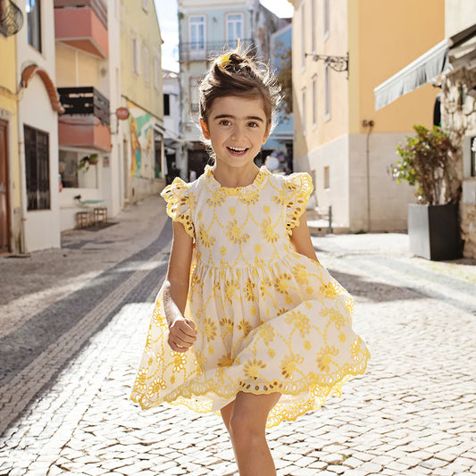 Bright Yellow Eyelet Cynthia Dress